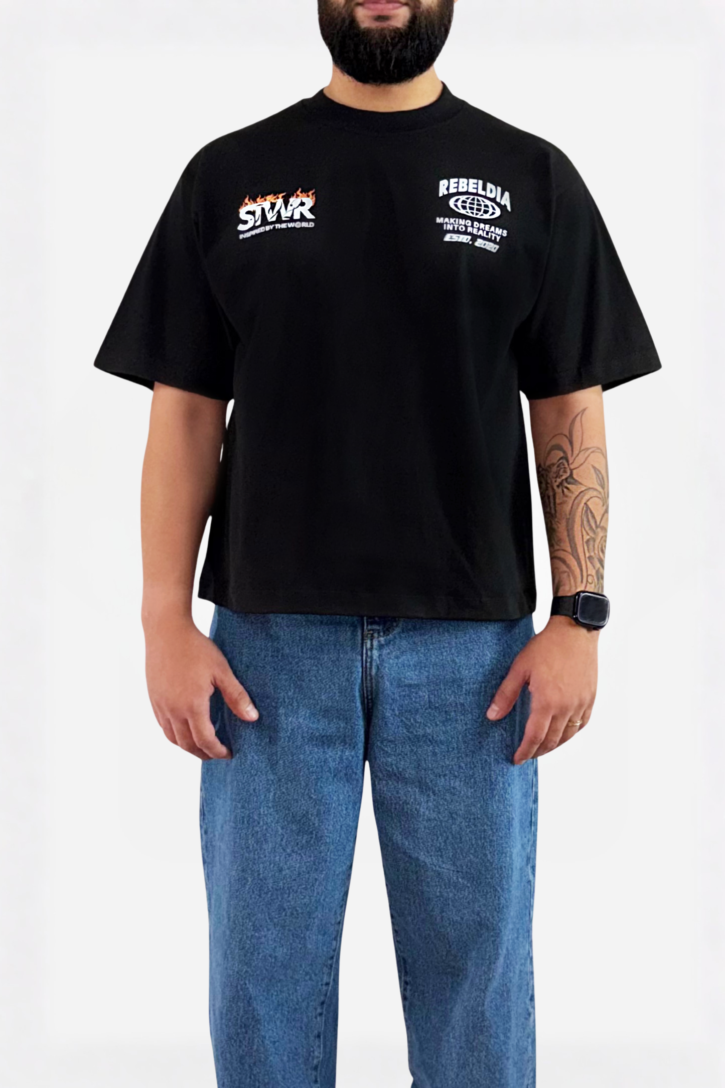 REBELDIA relaxed cropped fit T-shirt