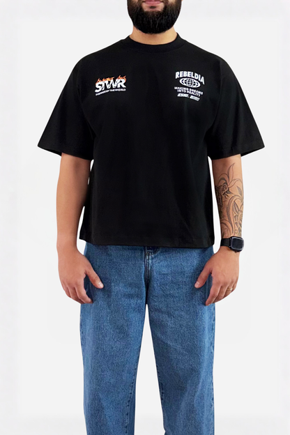 REBELDIA relaxed cropped fit T-shirt