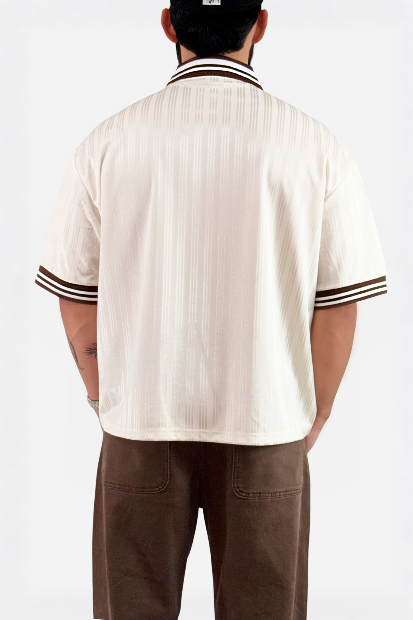 392 stamp Stripes Polo Collar T-Shirt