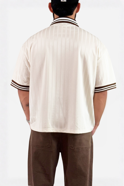 392 stamp Stripes Polo Collar T-Shirt