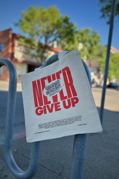 never give up  shopper bag